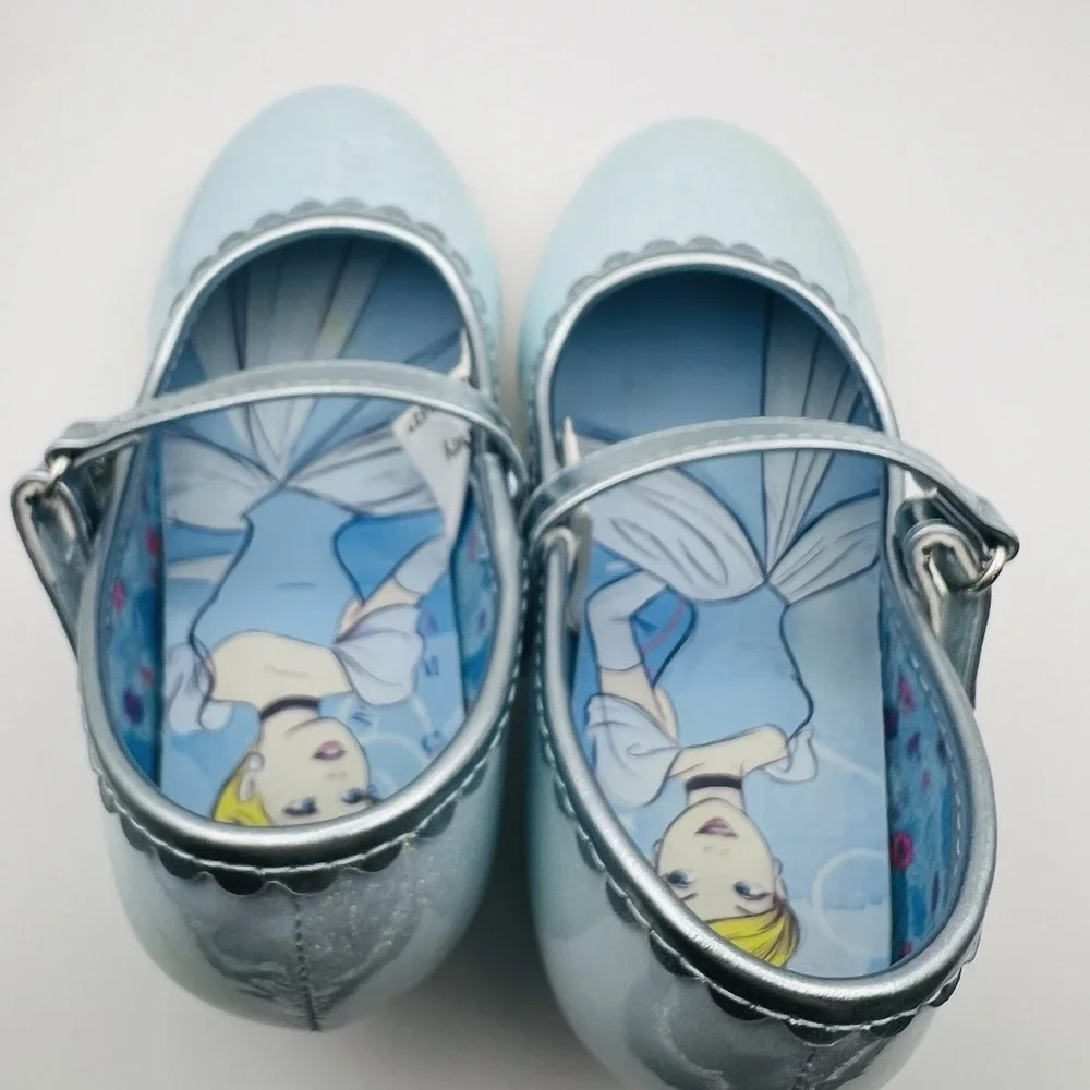 Disney Cinderella Toddler Dress Shoes Size 8 Blue Glitter Mary Jane Princess
